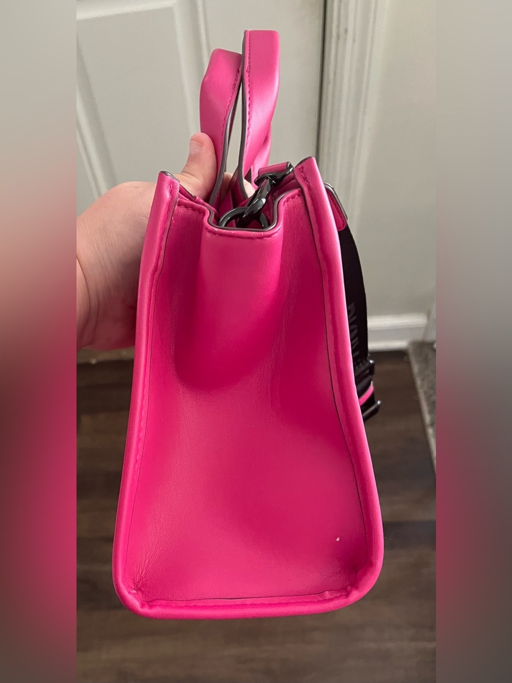 DKNY Hot Pink Cassandra Small Tote with Black Signature Strap - Picture 8 of 11